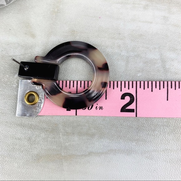 Light Tortoise Black Acrylic Hoop Circle Earrings - Picture 9 of 9